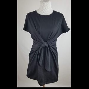 Black Tie-Front Mini Dress